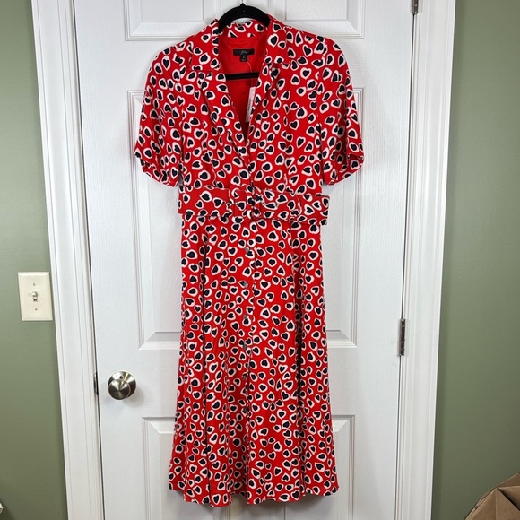 NWT J. Crew Rudbeckia red heart print midi dress sz 6 - Picture 6 of 12